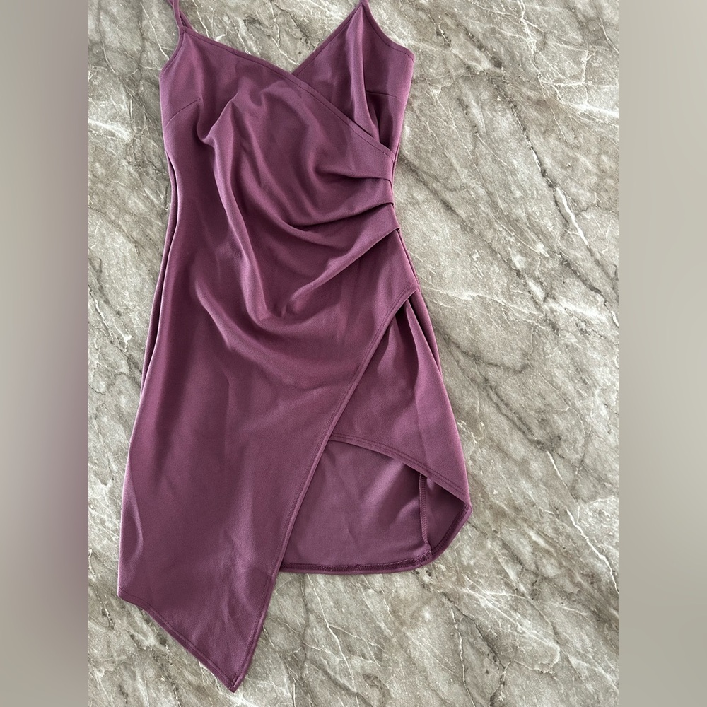 Blue Blush Purple Asymmetrical Ruched Mini Dress